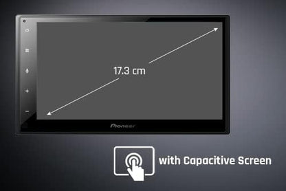 Pioneer DMH-A4450BT 6.8" Capacitive Touchscreen Car Stereo with Apple CarPlay, Android Auto, Bluetooth, USB, and Reverse Camera Support – Short Chassis Design