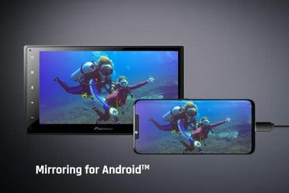 Pioneer DMH-A4450BT 6.8" Capacitive Touchscreen Car Stereo with Apple CarPlay, Android Auto, Bluetooth, USB, and Reverse Camera Support – Short Chassis Design