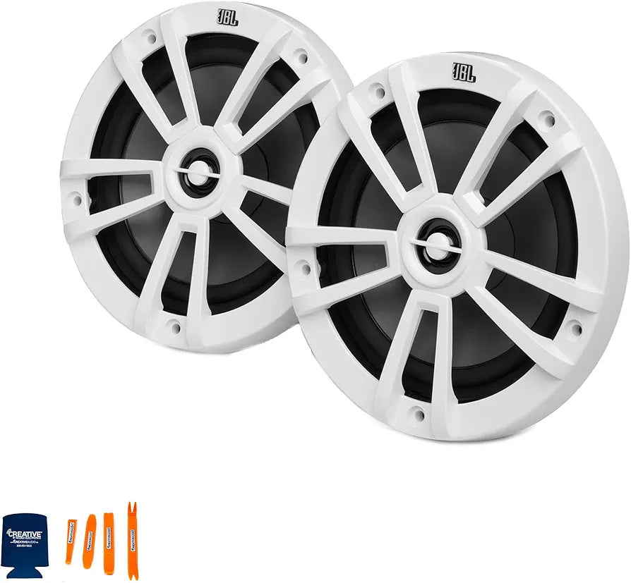 JBL Stage Marine 6.5" Waterproof Boat Speaker 180W | 2-Way Outdoor Marine Audio | UV & Saltwater Resistant | High-Performance Sound for Boat, Yacht, Jet Ski & Off-Road – White