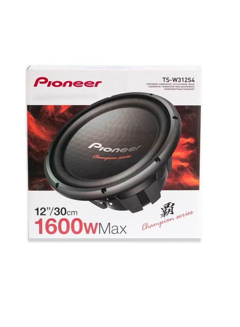 Pioneer TS-W312S4 12″ Single Voice Coil 4 ohm Component Car Subwoofer | 500W RMS, 1600W Peak Power