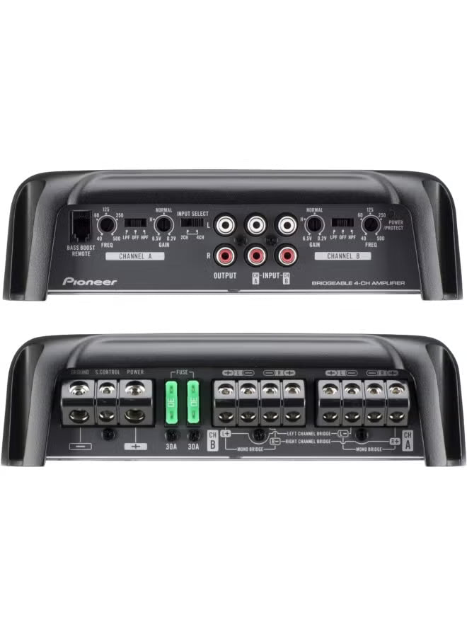 Pioneer GM-D9704 1600W Class D 4-Channel Car Amplifier, With Bass Remote