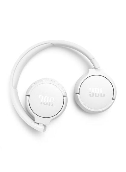Tune 670 Adaptive Noice Cancelling Wireless On Ear Headphones Pure Bass Sound 70H Battery Buetooth 5.3 With Le Audio Hands Free Call Plus Voice Aware Multi Point Connection White