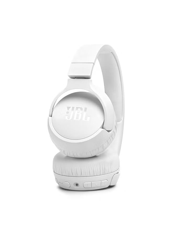 Tune 670 Adaptive Noice Cancelling Wireless On Ear Headphones Pure Bass Sound 70H Battery Buetooth 5.3 With Le Audio Hands Free Call Plus Voice Aware Multi Point Connection White