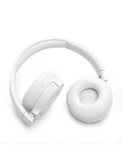 Tune 670 Adaptive Noice Cancelling Wireless On Ear Headphones Pure Bass Sound 70H Battery Buetooth 5.3 With Le Audio Hands Free Call Plus Voice Aware Multi Point Connection White