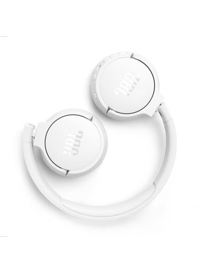 Tune 670 Adaptive Noice Cancelling Wireless On Ear Headphones Pure Bass Sound 70H Battery Buetooth 5.3 With Le Audio Hands Free Call Plus Voice Aware Multi Point Connection White