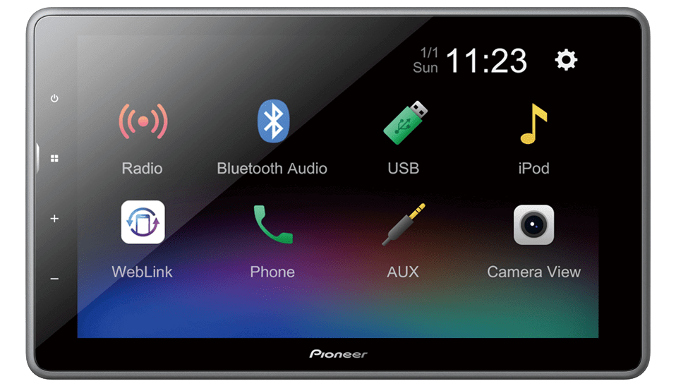 Pioneer DMH-AF555BT | Double DIN 9.0" Capacitive WSVGA, Touchscreen Display, WebLink®, WebLink® Cast, Built-in Bluetooth® and Full HD Video Playback from USB Device