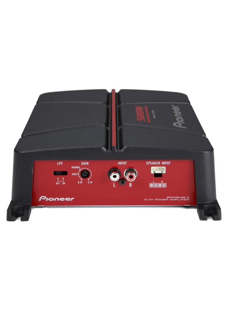 Pioneer GM-A3702 2-Channel Bridgeable Amplifier - 500W Peak Powerful Car Audio Amplifier with Adjustable Bass Boost