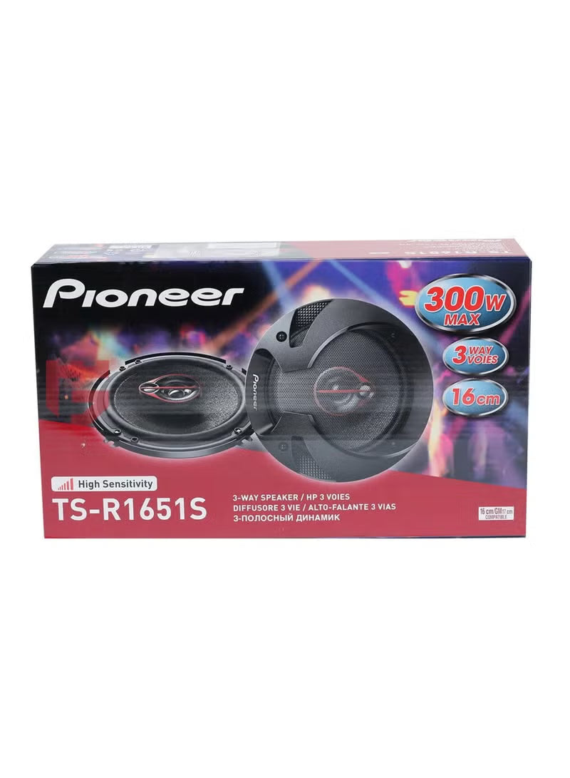 Pioneer TS‑R1651S-2 6.5″ 3‑Way Coaxial Car Audio Speaker – 40 W RMS / 300 W Peak