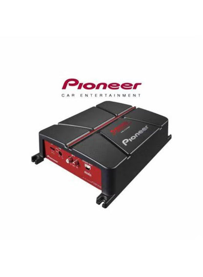 Pioneer GM-A3702 2-Channel Bridgeable Car Amplifier – 60W RMS x 2 @ 4Ω, 190W RMS Bridged @ 4Ω, 500W Max Power, Class AB, Automatic Signal Sensing, 80Hz Low-Pass Filter, Compact Black/Red Design