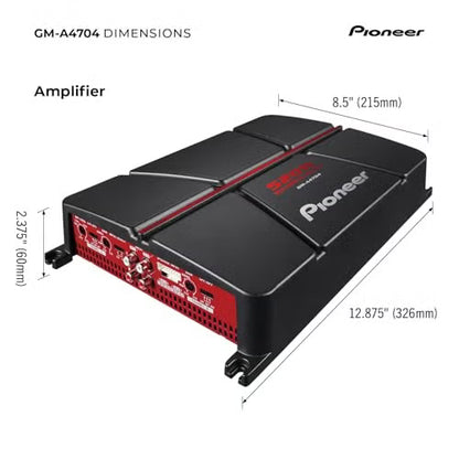 Pioneer GM-A4704 4-Channel Car Amplifier – 520W Max, Class AB, Bridgeable Design, Bridgeable, Variable high-Pass Filter