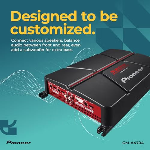 Pioneer GM-A4704 4-Channel Car Amplifier – 520W Max, Class AB, Bridgeable Design, Bridgeable, Variable high-Pass Filter
